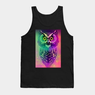 Colourful owl in pink and green Tank Top